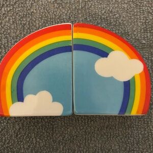Vintage Vandor Imports Hand Painted Rainbow Cloud Salt & Pepper Shaker